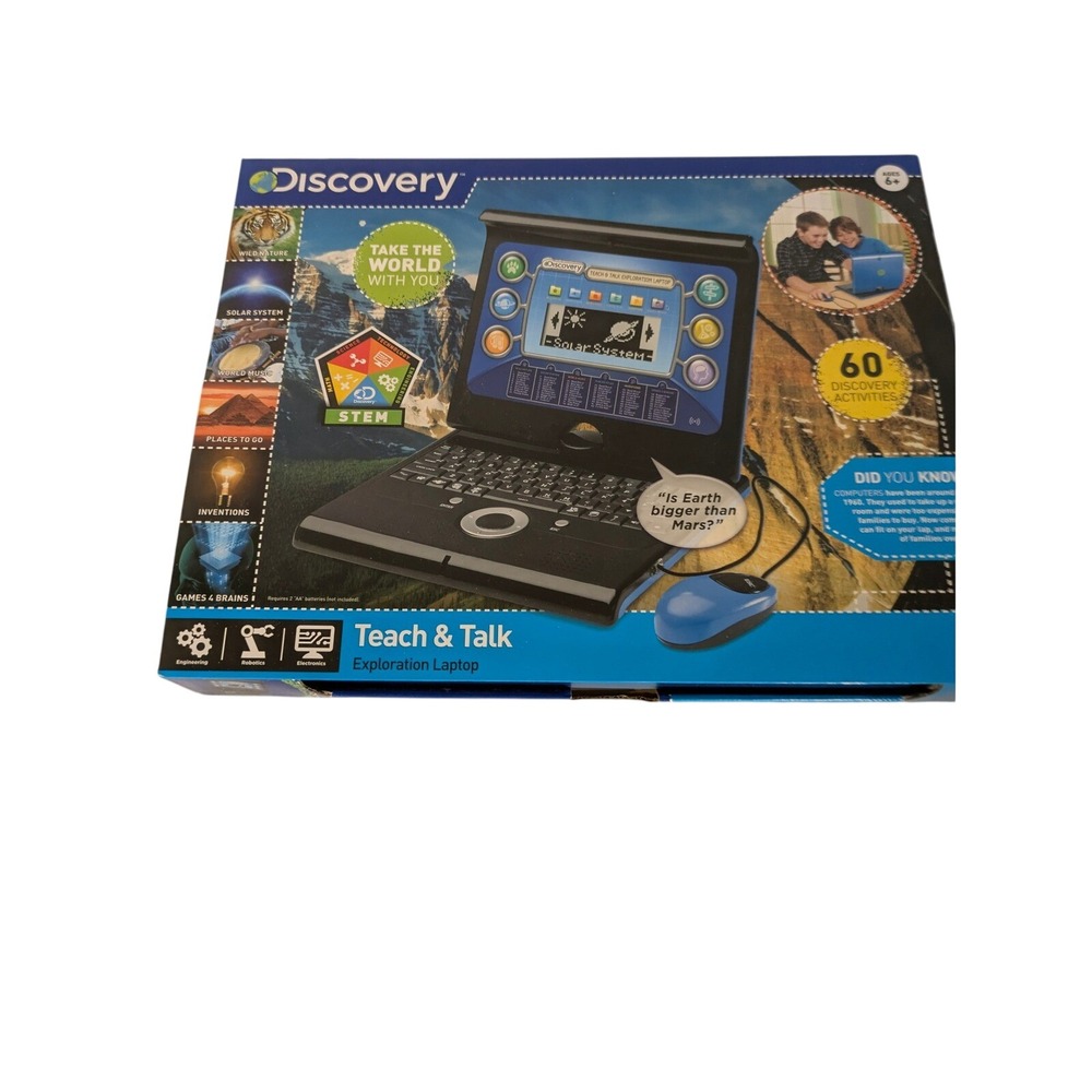 Discovery Kids Teach & Talk Exploration Laptop Blue STEM Educational Toy 60 Game